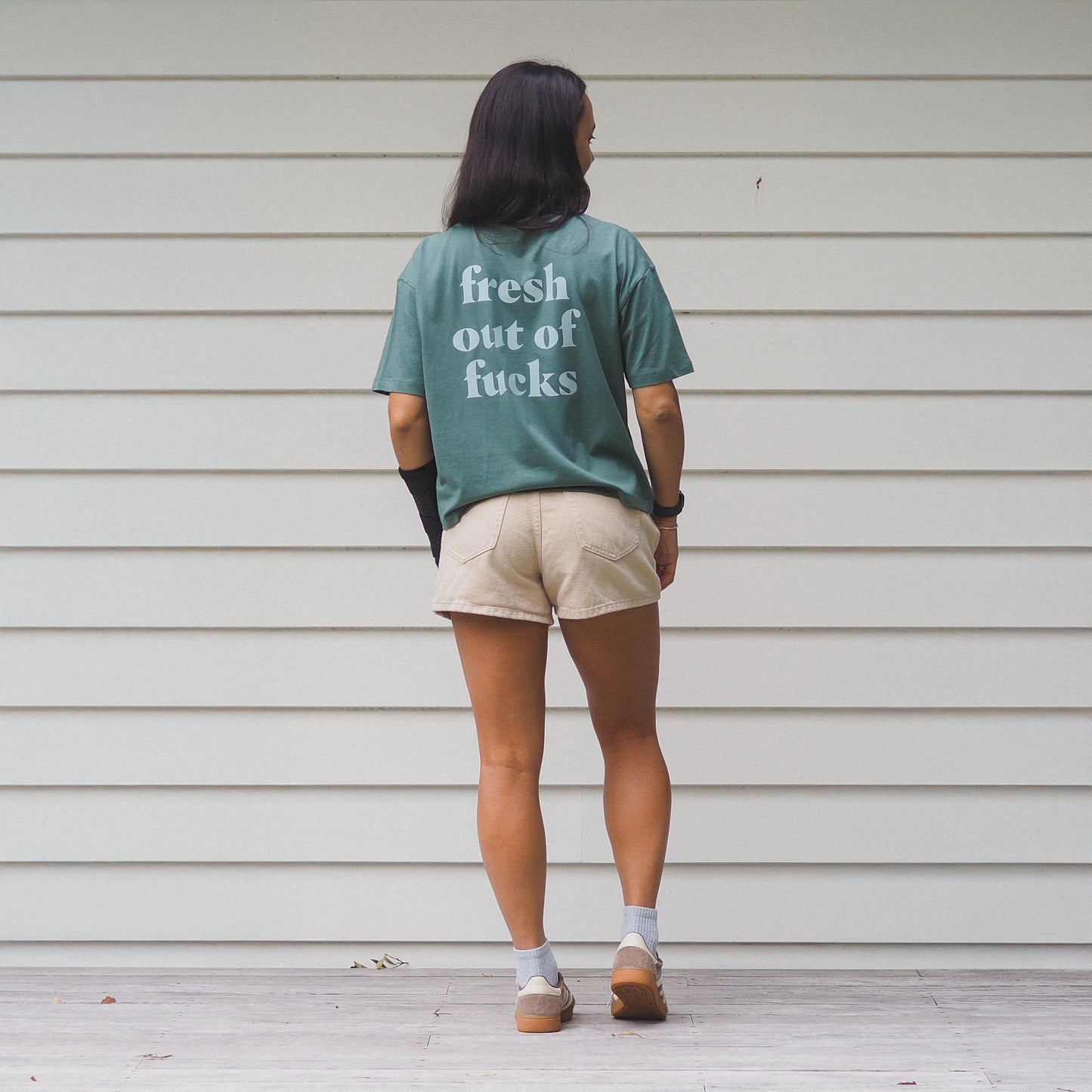 Fresh out of Fucks | Boxy Tshirt - Forest Green